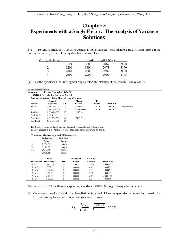design of experiments example problems