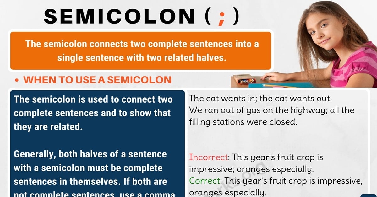 example how to use a semicolon