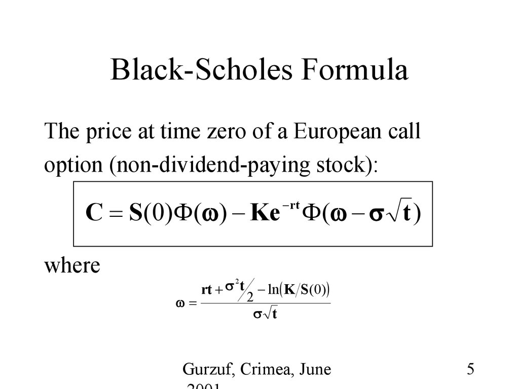 black scholes example payment at expiry