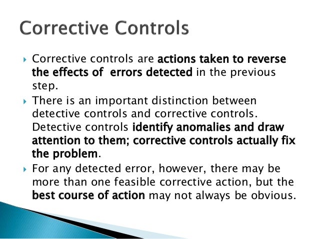 example of corrective controls in internal controls