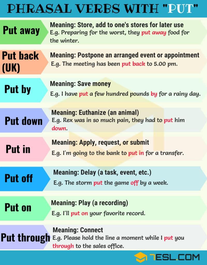 example of two word verbs in sentences