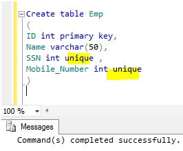 difference between primary key and unique key with example
