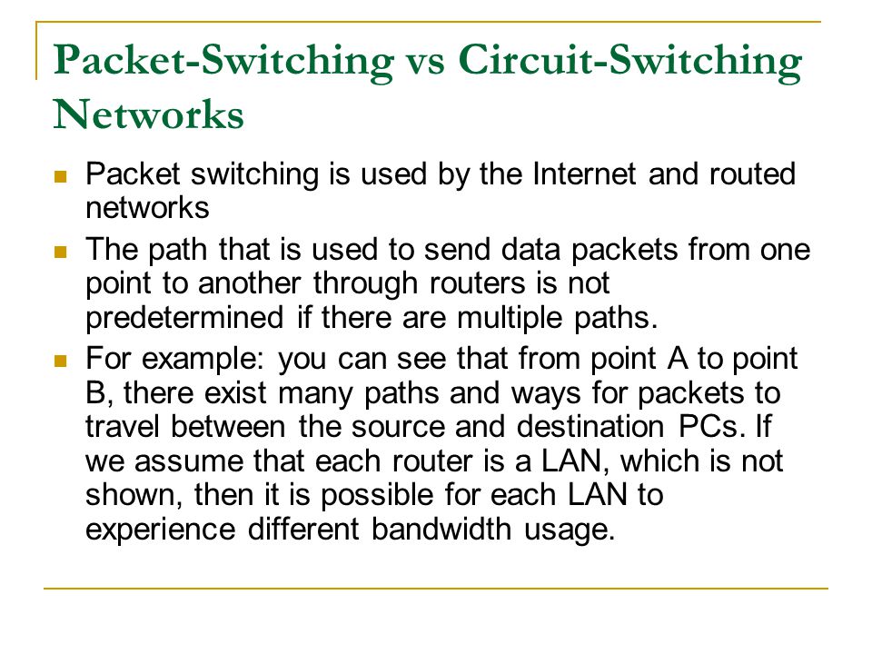 packet switching vs circuit switching example