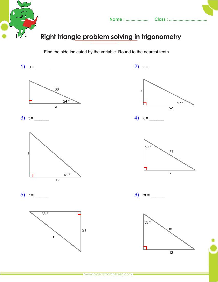 right triangle trigonometry example problems
