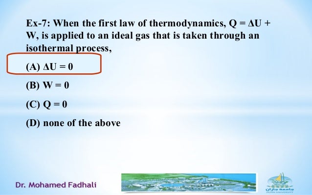 explain first law of thermodynamics with example