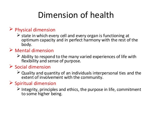 example of emotional dimension of health