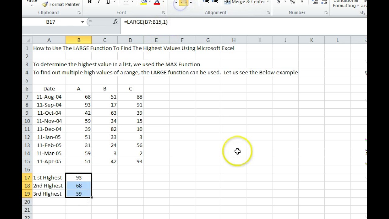 find function in excel 2007 with example