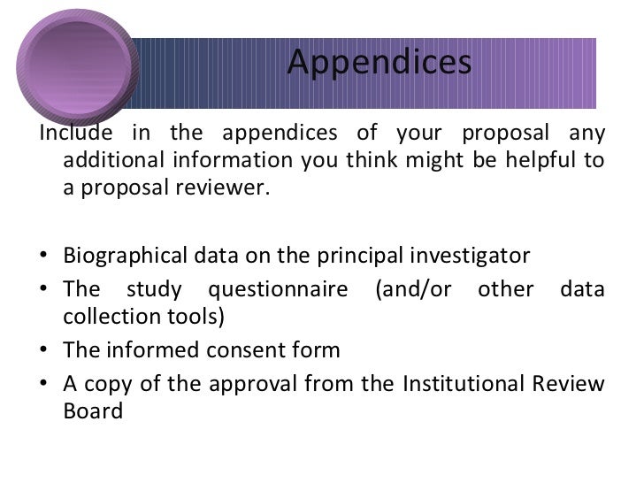 appendices example in business plan