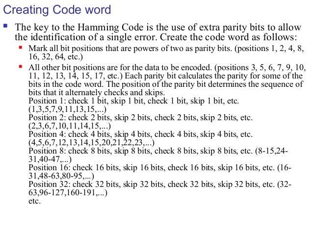 hamming code example for 7 bit data
