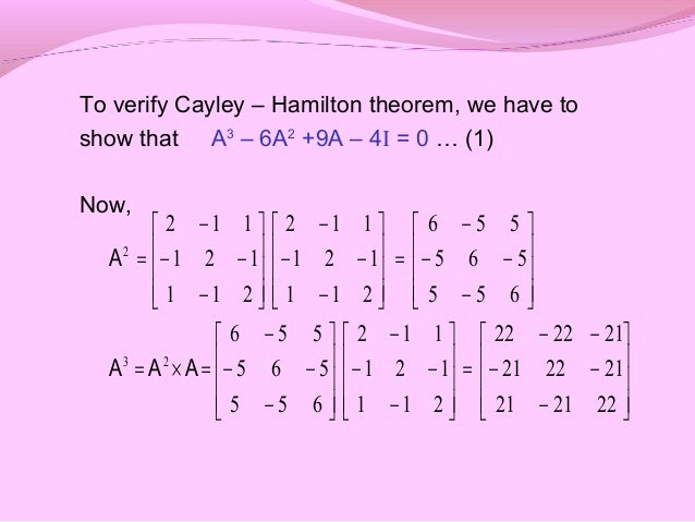 cayley hamilton theorem example 3x3 pdf