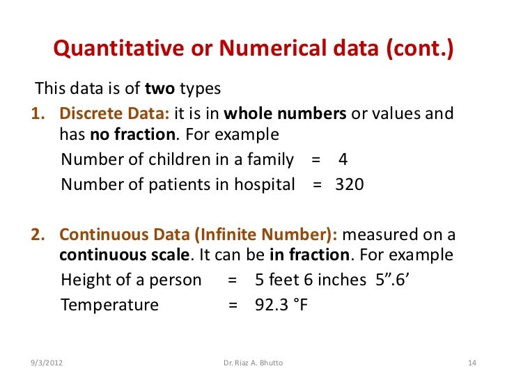 example of qualitative discrete data