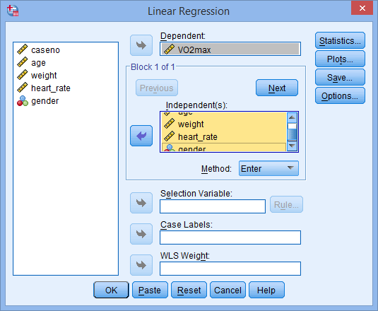 multiple regression analysis example spss