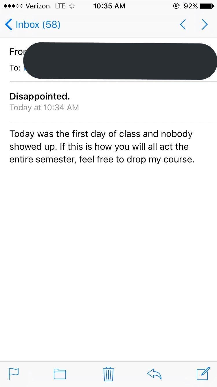 example emails about student skipping class