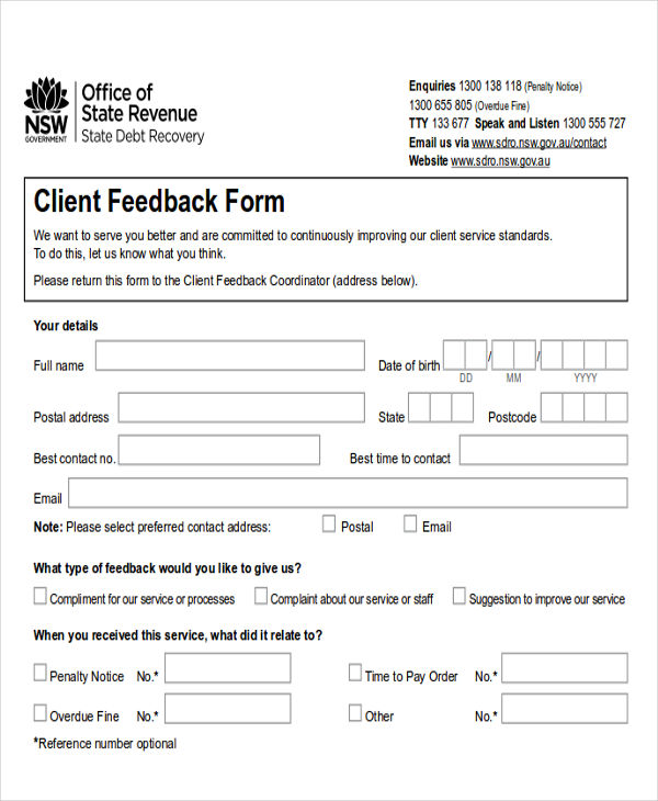 example of feedback for customer service