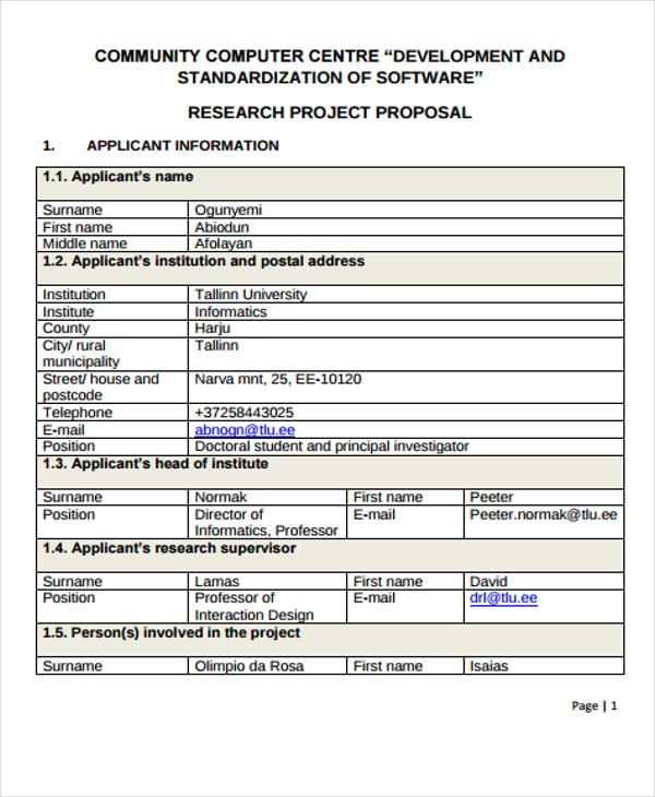 example of project proposal for the community