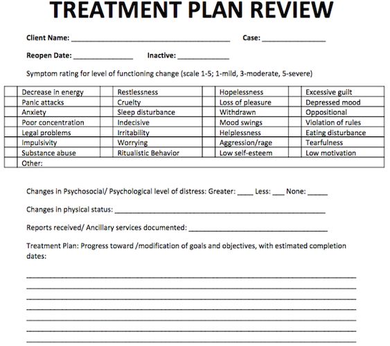 example treatment plan for drug addiction