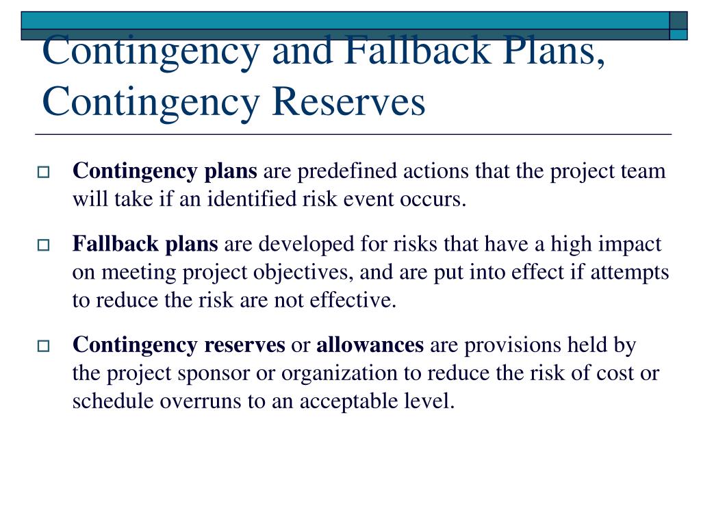 risk management contingency plan example
