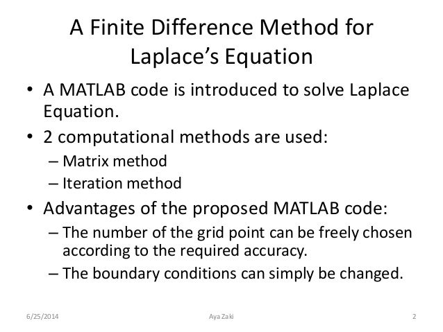 finite differences boundary value problem example matlab