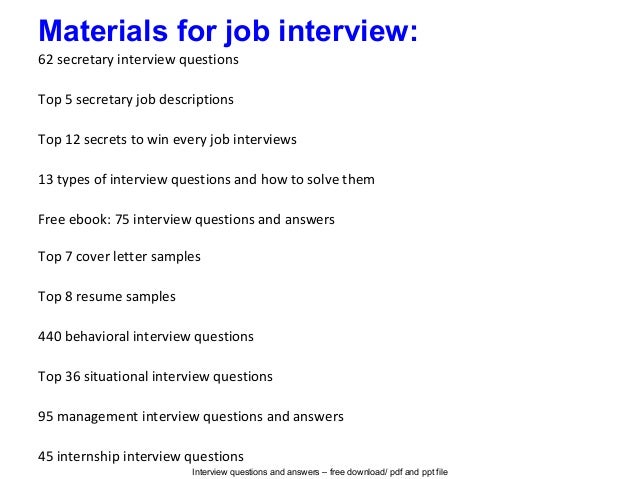 give example of interview questions and answers for secretary