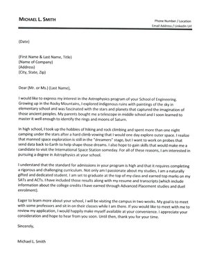 letter of continued interest college example
