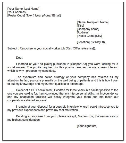 medical social worker cover letter example