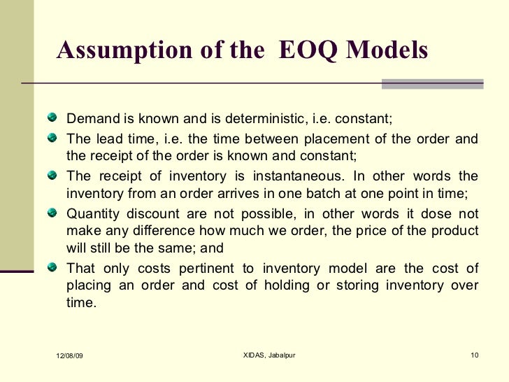 production order quantity model example