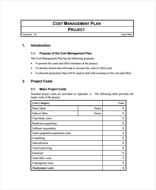 project scope management plan example pdf