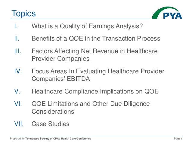 quality of earnings assessment example
